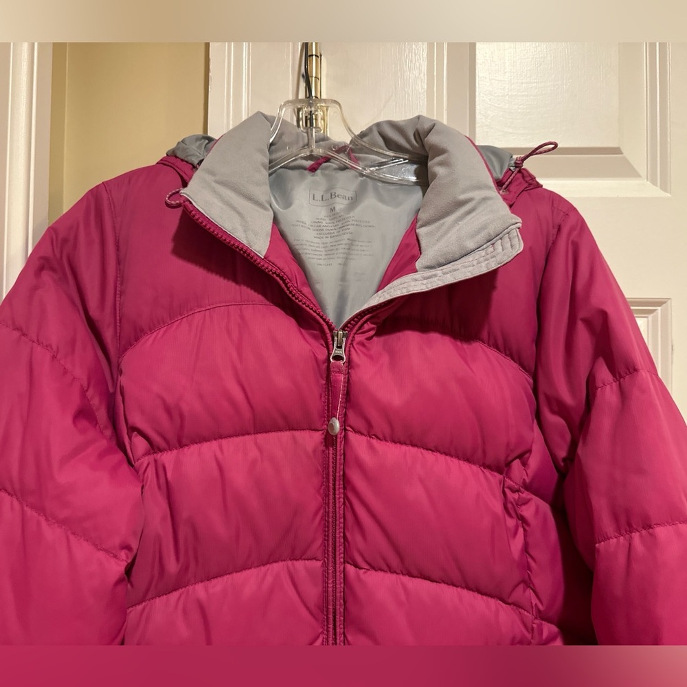 L.L.Bean Women’s Goose Down Long Puffer Coat Size M Pink Hooded Winter Jacket - Picture 4 of 7